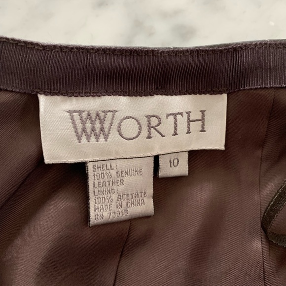 Brown leather pencil skirt with side slit, smooth waist line, a classic size 10 - Picture 9 of 13